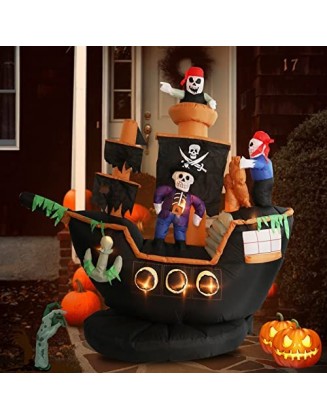 Afirst 7FT Halloween Inflatable Pirate with Ghost Lights Halloween Blow Up Yard Decoration for Outdoor Party Garden Lawn