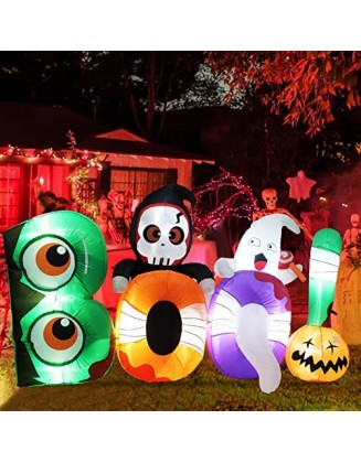 8FT Halloween Inflatables Outdoor Decorations, Halloween Inflatables Ghost , Pumpkin ,Owl, Eyes Blow Up Decoration with Bu...
