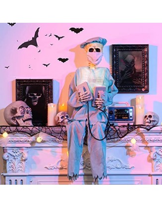 36inch Doctor Skull with Creepy Sound-Luminous,Onomatopoeia Vibrates,Indoor/Outdoor Halloween Decoration