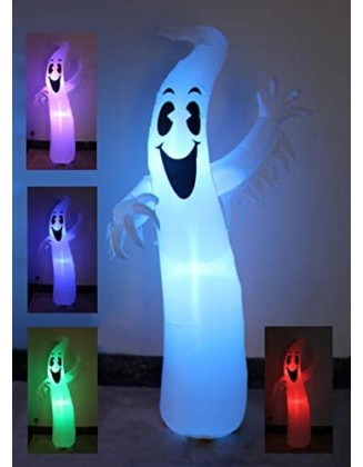 8 Foot Tall Lighted Halloween Inflatable Ghost Monster with Color Changing LEDs Party Decoration for Outdoor Indoor Holida...