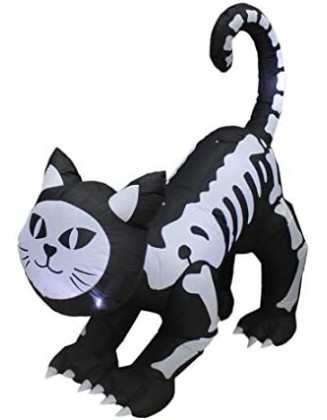 6 Foot Tall Halloween Inflatable Black Skeleton Cat Lighted LED Lights Lawn Ornament Decorative Outdoor Indoor Holiday Hom...