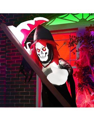 AerWo 6 FT Halloween Inflatables Broke Out from Window, Grim Reaper Inflatable Halloween Window Decorations with LED Lights for Scary Halloween Blow Up Yard Decorations Outdoor,Garden, Lawn Decor