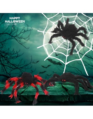7.87FT Giant Red Leg Spider Halloween Outdoor Inflatable Decoration with LED Lights and a Kaleidoscope Rotating Light for Outdoor Holiday Inflatable Decoration Patio Garden Lawn Halloween Yard Prop