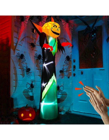 12 FT Halloween Inflatables Outdoor Decorations, Inflatable Pumpkin Reaper with Rotating Lights, Blow Up Yard Decoration for Halloween Party, Holiday, Garden, Lawn (Halloween Pumpkin Reaper)