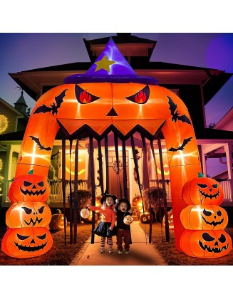 AerWo 12FT Tall Halloween Inflatables Archway Giant Halloween Arch, Pumpkin Halloween Blow up with Built-in LED Lights for Halloween Outdoor Decorations Holiday Yard Lawn Garden Outdoor Party Decor