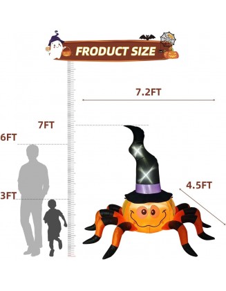 8 FT Width Halloween Inflatables Outdoor Spider,Cute Orange Magic Spider, Blow Up Yard Decoration Clearance,Built in LED Lights, for Indoor Lawn Garden Holiday Party Prop Decor