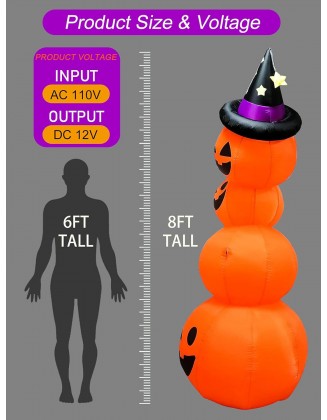 8 Feet Halloween Inflatable Stacked Pumpkins with Build-in LEDs, Kalolary Blow up Halloween Indoor Outdoor Decoration Halloween Pumpkin Lantern Inflatable Yard Lawn Decor for Home Family Holiday Party