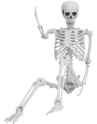 [US Warehouse] 5.4Ft/165cm Halloween Skeleton Full Body Life Size Human Bones with Movable Joints, Perfect for Indoor Outdoor Halloween Props Haunted House Decorations