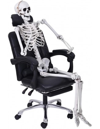 5.4Ft Halloween Skeleton Life Size Skeleton Full Body Realistic Human Bones with Posable Joints for Halloween Pose Skeleton Prop Decoration (White, One Size)