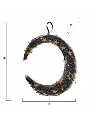 18 in. Hanging Crescent Moon with White Lights