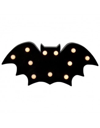 12 in. Black Lighted Bat Halloween Marquee Decoration