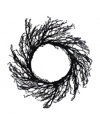 24 in. Black Unlit Twig Artificial Halloween Wreath