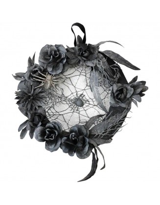 22 in. Halloween Wreath with Spiders