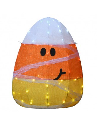 28 in. Pre-Lit Candy Corn Mummy with 80 LED Lights