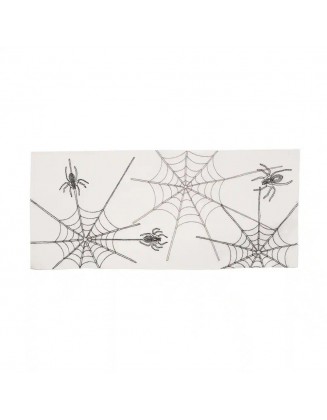 0.1 in. H x 16 in. W x 36 in. D Halloween Spider Web Double Layer Table Runner in White