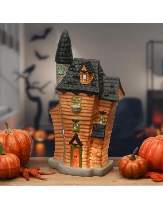 12 in. Haunted House with Tower and LED Light