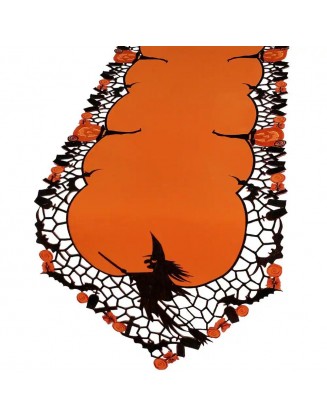 0.1 in. x 15 in. x 54 in. Witch Embroidered Cutwork Halloween Table Runner