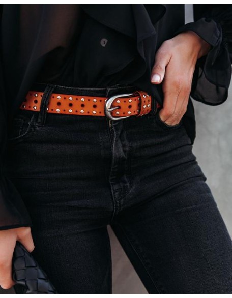 Lagoon Studded Faux Leather Belt