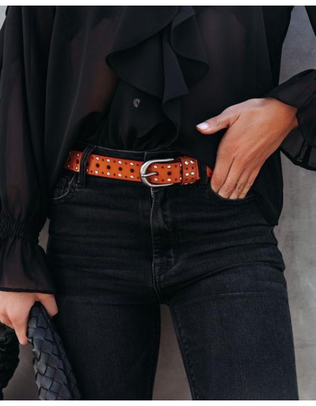 Lagoon Studded Faux Leather Belt