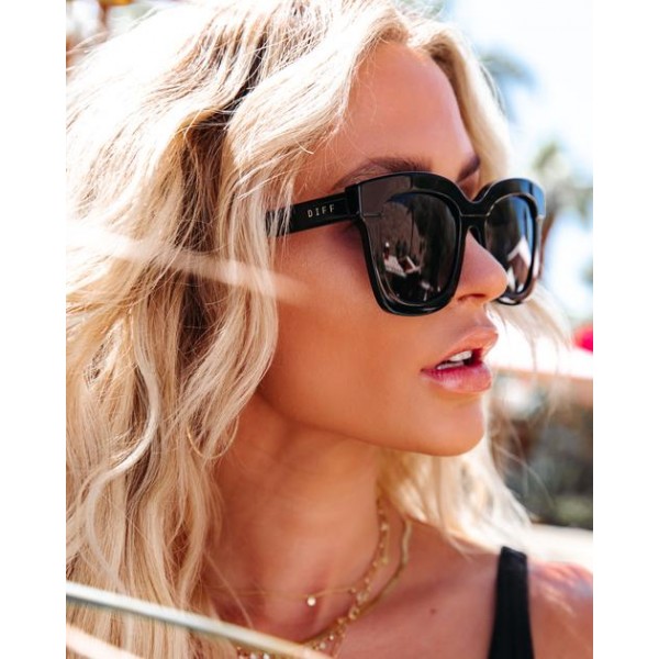 Diff X VICI - Carson Black Frame Dark Smoke Polarized Sunglasses