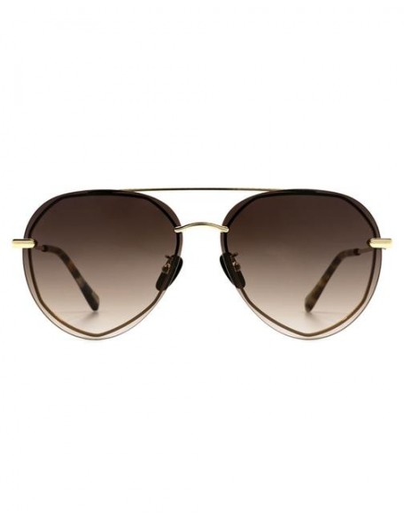 Diff X VICI - Lenox Gold Frame Brown Gradient Aviator Sunglasses